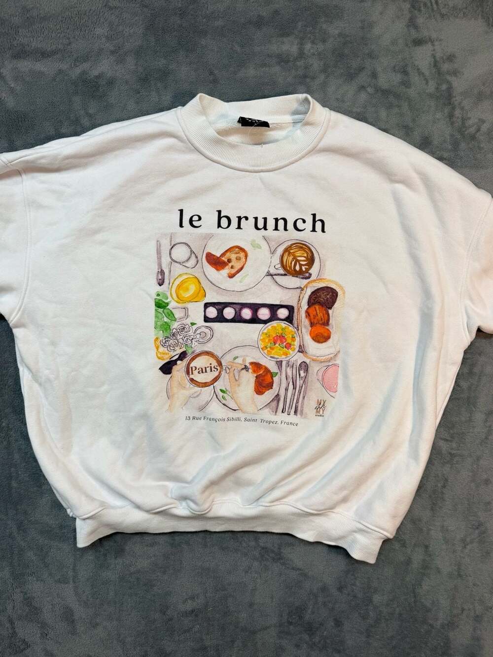 Bags & Baguettes Le Brunch Graphic Sweatshirt White Large classic